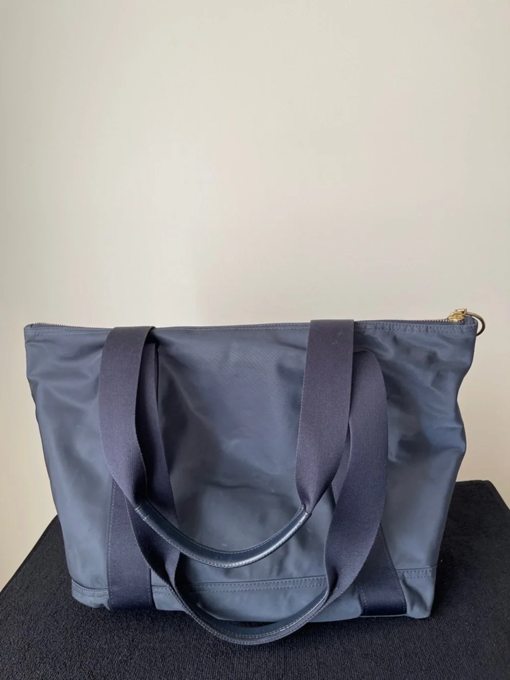 COACH Navy Blue Nylon Tote with Gold Hardware